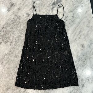 H&M black sequin mini dress size 2
